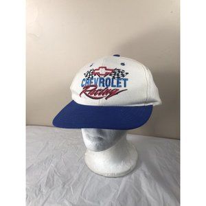 Vintage White Chevy Chevrolet Racing Strapback Adjustable Wool Hat Cap  Racing